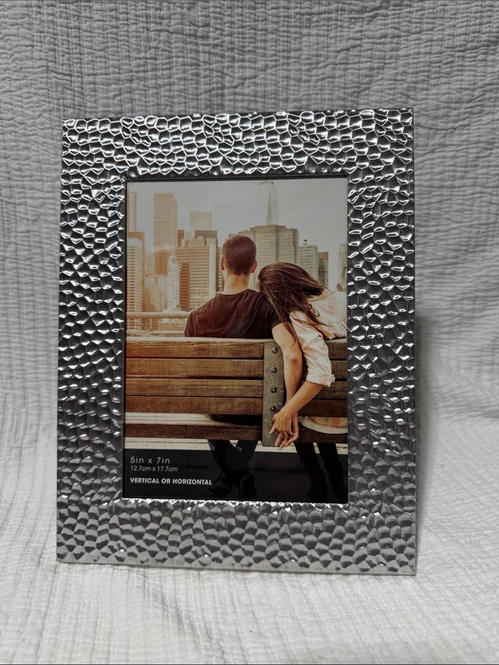 Hammered Silver Photo Frame – Modern Textured Design 5X7